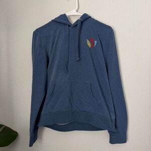 Blue Women's Pullover Hoodie with Multicolor tulip Dutch bros